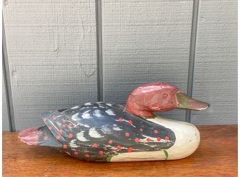 CARVED AND PAINTED REDHEAD DRAKE DECOY