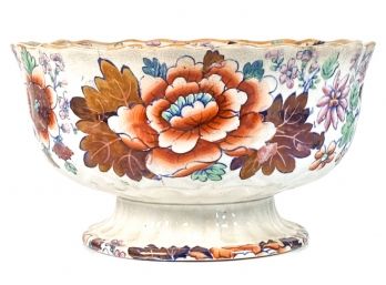 19th C GAUDY WELSH HAND PAINTED SERVING BOWL