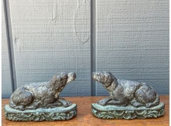 PAIR OF PAINTED CAST IRON DOG FORM BOOKENDS