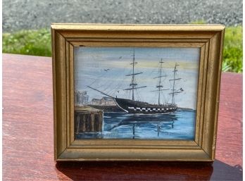 SIGNED OIL ON BOARD 'OLD IRONSIDES'