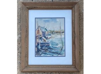 A. GILES WATERCOLOR 'EAST GLOUCESTER HARBOR'