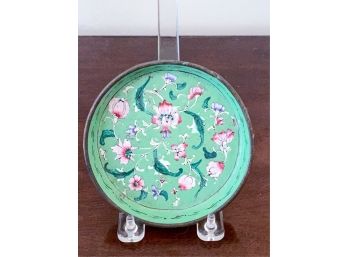 CLOISONNE FOOTED DISH WITH FLORAL DECORATION