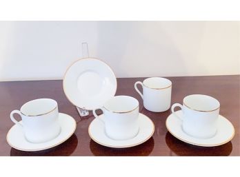 SET (4) TIFFANY & CO GOLD BAND CUP AND SAUCER