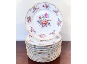 (12) FLORAL & GILT DECORATED DRESDEN CABINET PLATE