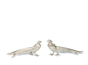 PAIR OF VINTAGE FRENCH CAST & PLATED PHEASANTS