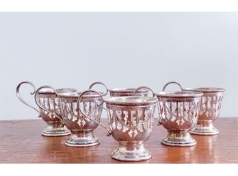 SET OF (6) STERLING SILVER TEA CUPS
