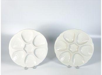 PAIR OF VINTAGE HALL IRONSTONE OYSTER PLATTERS