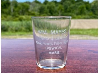 19th c IPSWICH MA  ADVERTISING GLASS