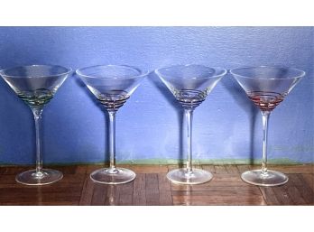 SET (4) SWIRL DECORATED MARTINI GLASSES