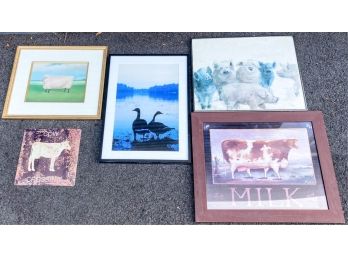 GROUP (5) COUNTRY ANIMAL RELATED WALL DECOR
