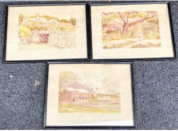 (3) SIGNED AND FRAMED WATERCOLORS