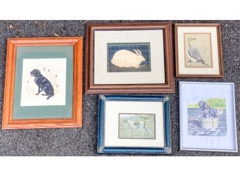 GROUP (5) ANIMAL RELATED FRAMED WALL DECOR