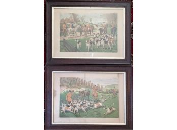 PAIR C.A. FESCH FRAMED COLORED SPORTING PRINTS
