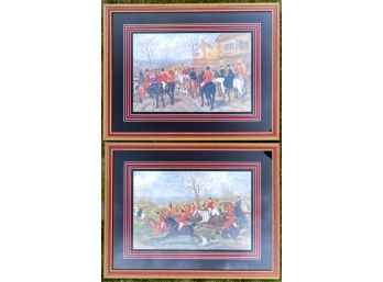 PAIR NICELY FRAMED CONTEMPORARY FOX HUNTING PRINTS