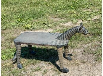 CARVED & PAINTED GIRAFFE FORM SEAT w GLASS EYES