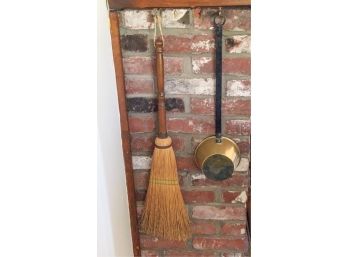 BRASS DIPPER AND HEARTH BROOM