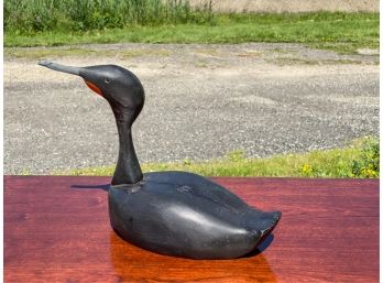 CARVED & PAINTED CORMORANT  DECOY w TURNED HEAD