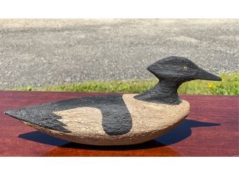SIGNED 'WHITE' CARVED AND PAINTED  DECOY