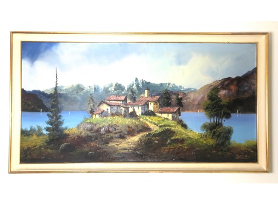 VINTAGE PAINTING OF LAKE COMO ITALY C. 1960