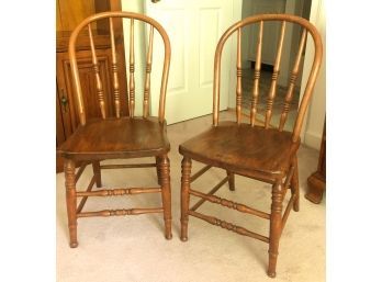 PAIR OF OAK & MAPLE SIDE CHAIRS