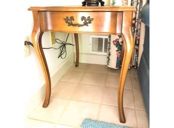 (1) DRAWER END TABLE SET W/ LEATHER TOP