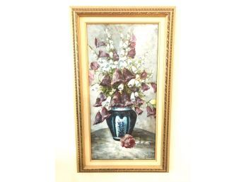 MODERN OIL PAINTING OF A STILL LIFE W/ FLOWERS