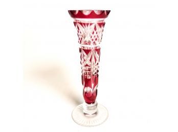 ITALIAN ROUGE CUT TO CLEAR BUD VASE