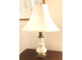 CERAMIC TABLE LAMP W/ BRASS BASE