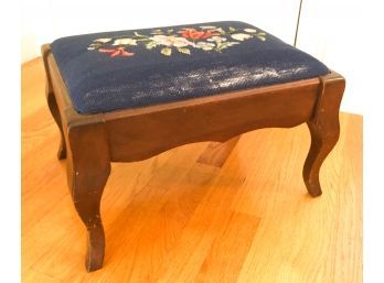 FOOTSTOOL W/ EMBROIDERED CUSHION