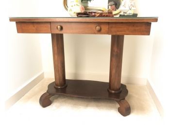 DOUBLE PEDESTAL MAHOGANY TABLE W/ (1) DRAWER