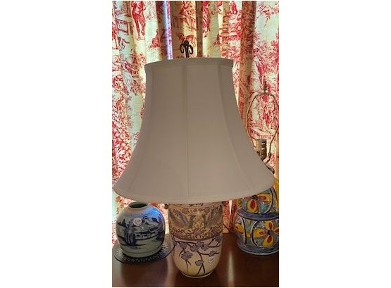CERAMIC TABLE LAMP WITH RAISED FLORAL DECORATION