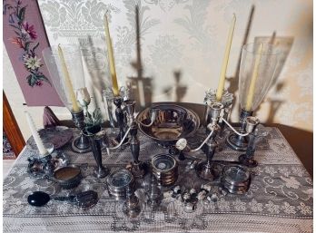 GROUP OF STERLING & SILVER PLATED WARES