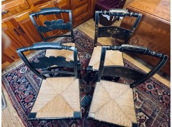 (2) PAIR HITCHCOCK STYLE PILLOW BACK CHAIRS