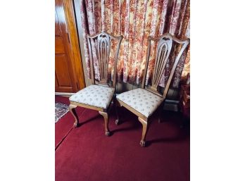 (2) CARVED CHIPPENDALE STYLE  OAK SIDE CHAIRS