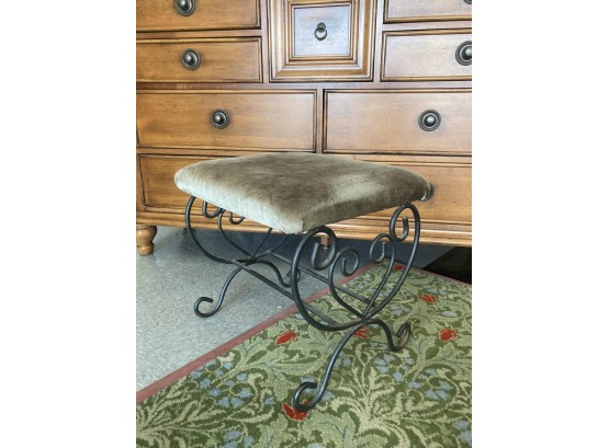 20THc IRON BASE BENCH/STOOL W/ UPHOLSTERED TOP