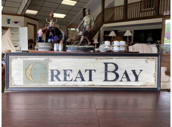 LATE 20TH C 'GREAT BAY' WOODEN HANGING SIGN