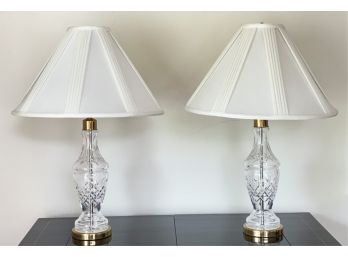 PAIR OF CUT GLASS CRYSTAL WATERFORD TABLE LAMPS