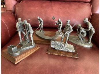 (4) LATE 20THc PEWTER GOLFING SCULPTURES