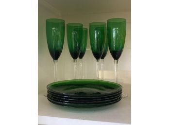LATE 20THc GREEN GLASS