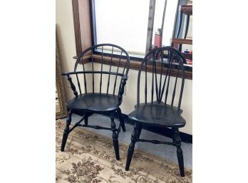 (2) BOW BACK WINDSOR STYLE CHAIRS