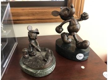 (2) LATE 20THc BRONZE MICKEY MOUSE FIGURES