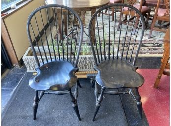 PAIR LATE 20THc BOW BACK WINDOR STYLE SIDE CHAIRS