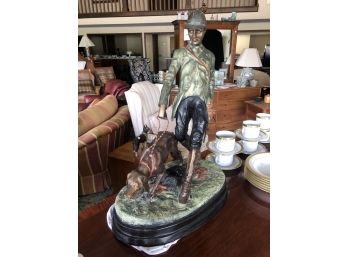 20THc MULTICOLORED BRONZE HOUNDDOG ON THE HUNT