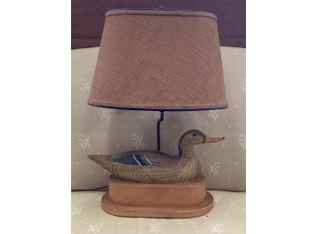 LATE 20THc DUCK DECOY FITTED AS LAMP BASE