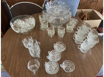 (3) PUNCH BOWLS W/ ASSORTMENT OF PUNCH CUPS