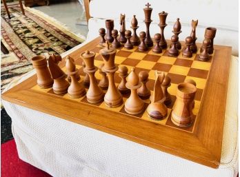 LATE 20THc OVERSIZE WOODEN CHESS SET