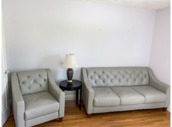 MATCHING FAUX LEATHER TUFTED SOFA & LOVESEAT