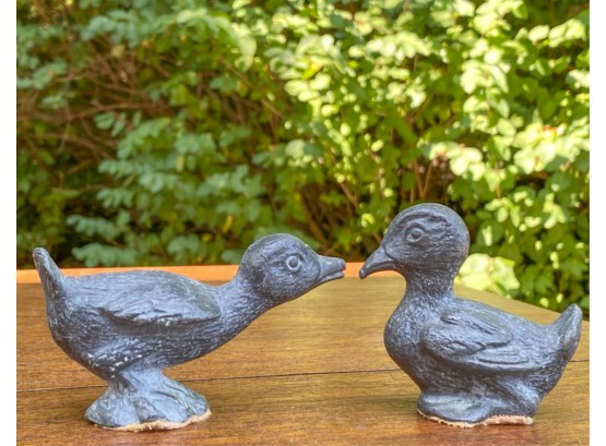 (2) CAST LEAD DUCK PAPERWEIGHTS