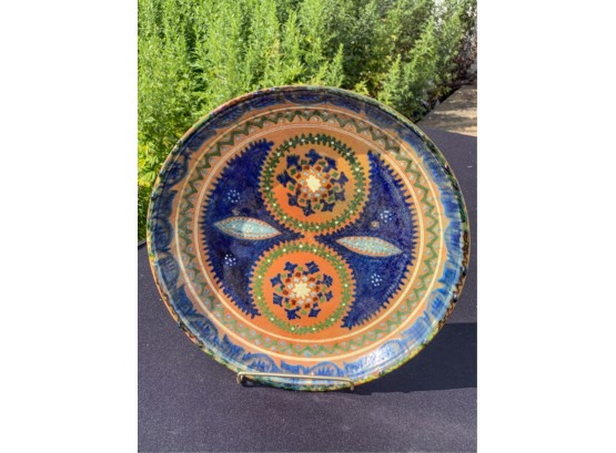 SIGNED ART POTTERY CHARGER w GEOMETRIC DESIGN