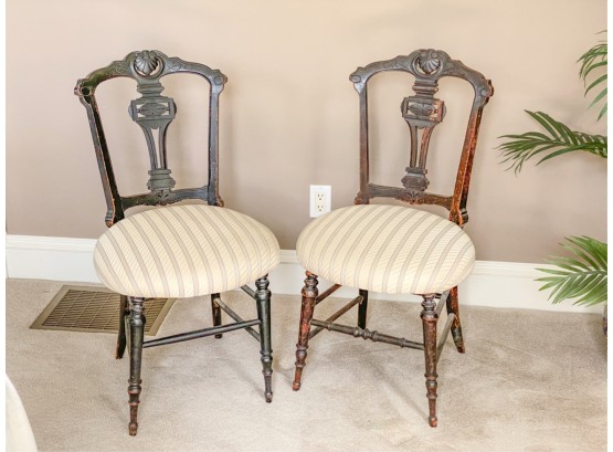 PAIR OF PAINTED AESTHETIC MOVEMENT SIDE CHAIRS